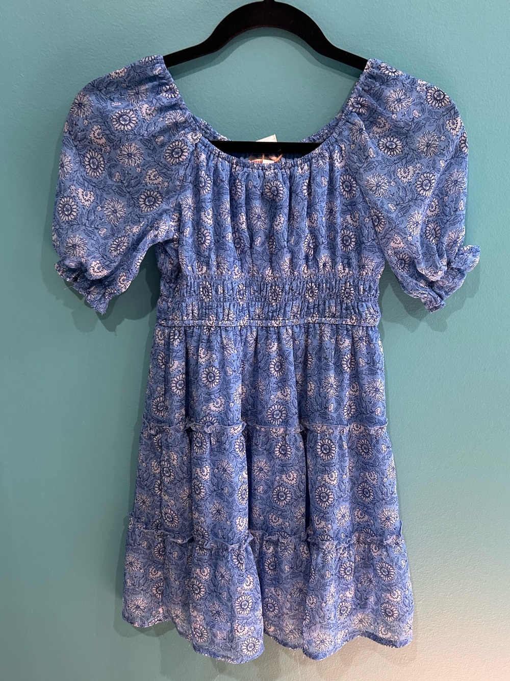 Western Inspired Blue Flowy Dress Cottagecore